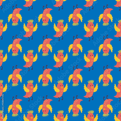 Cute birds fly wings seamless pattern vector illustration cartoon colorful