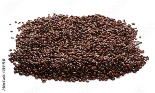 pile coffee beans isolated on white background