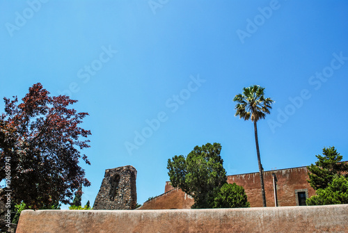 Side view of the medieval Cristo al Monte Church on the historic hill in Paterno. Sicily