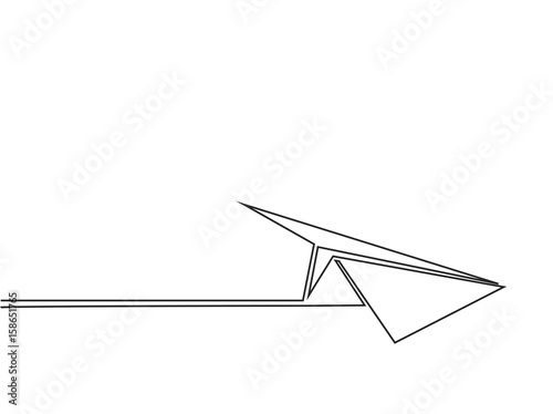 Continuous line drawing of paper airplane. Vector business icon message illustration