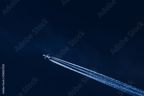 Flying small plane in beautiful sky