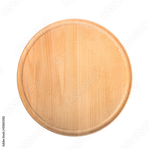 round wooden cutting Board isolate.