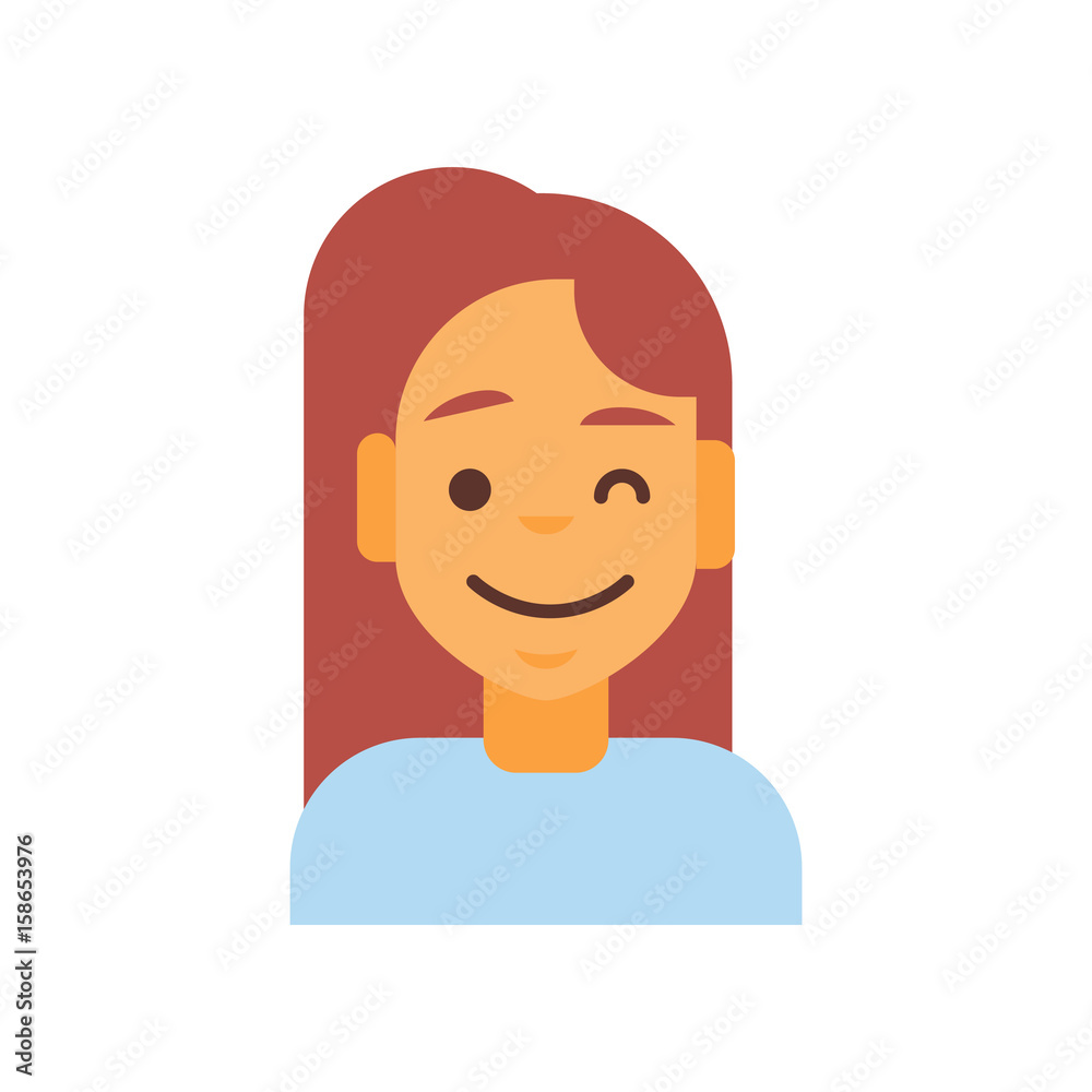 Profile Icon Female Emotion Avatar, Woman Cartoon Portrait Happy Smiling Face Winking Vector Illustration Profile Icon Female Emotion Avatar, Woman Cartoon Portrait Happy Smiling Face Winking Vector Illustration