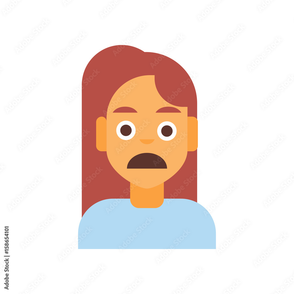 Profile Icon Female Emotion Avatar, Woman Cartoon Portrait Shocked Face Vector Illustration