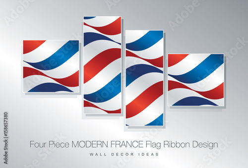 Four piece France flag ribbon wall decor design