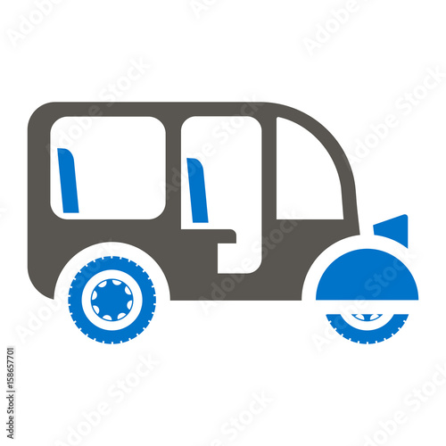 Rickshaw Auto Vector Icon. Asian tuk-tuk travel transport illustration. Indian tuk tuk taxi, tourism and vehicle.