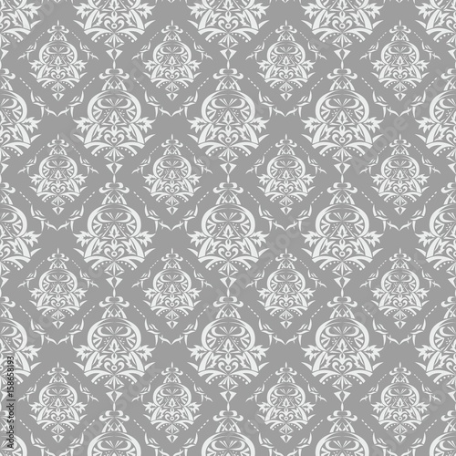 Obraz na płótnie Seamless wallpaper silver white exclusive w salonie