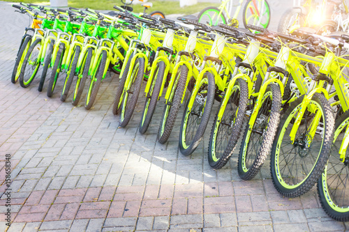 cycles in city on the background