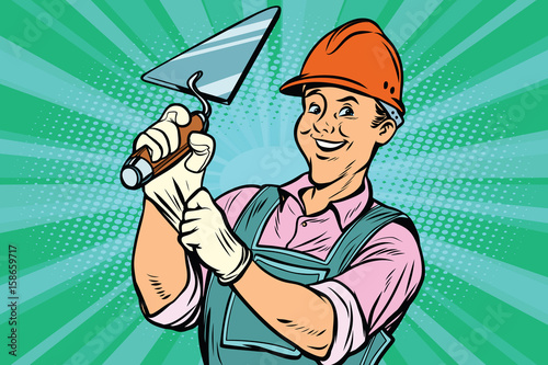 Construction worker with trowell