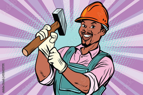 Construction worker with hammer