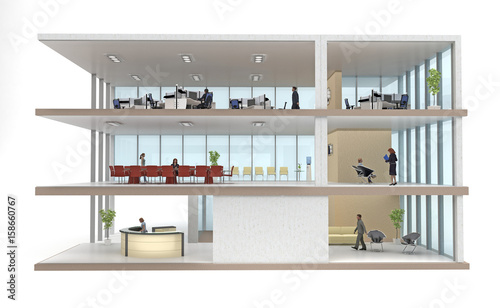 office building cutaway isolated on white