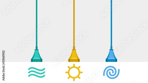 Water, sun and wind as sources of renewable energy. Electricity consumption