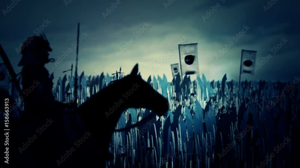 Japanese Samurai Leading Massive Army to War