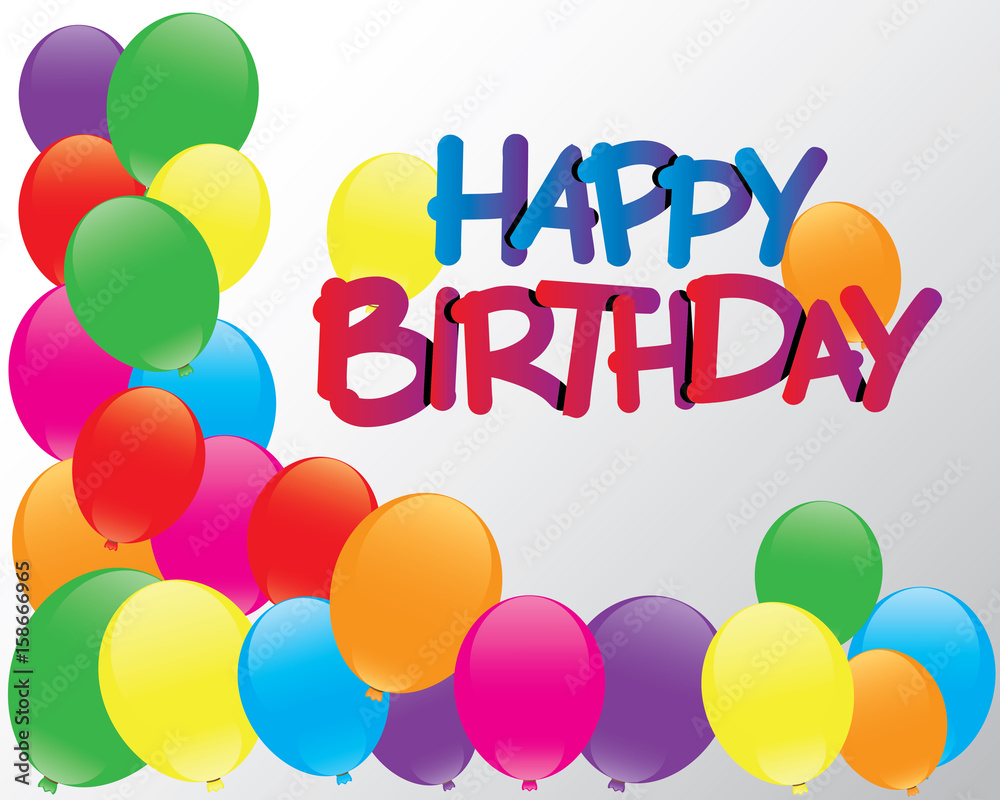 happy birthday with balloon illustration happy birthday with balloon illustration