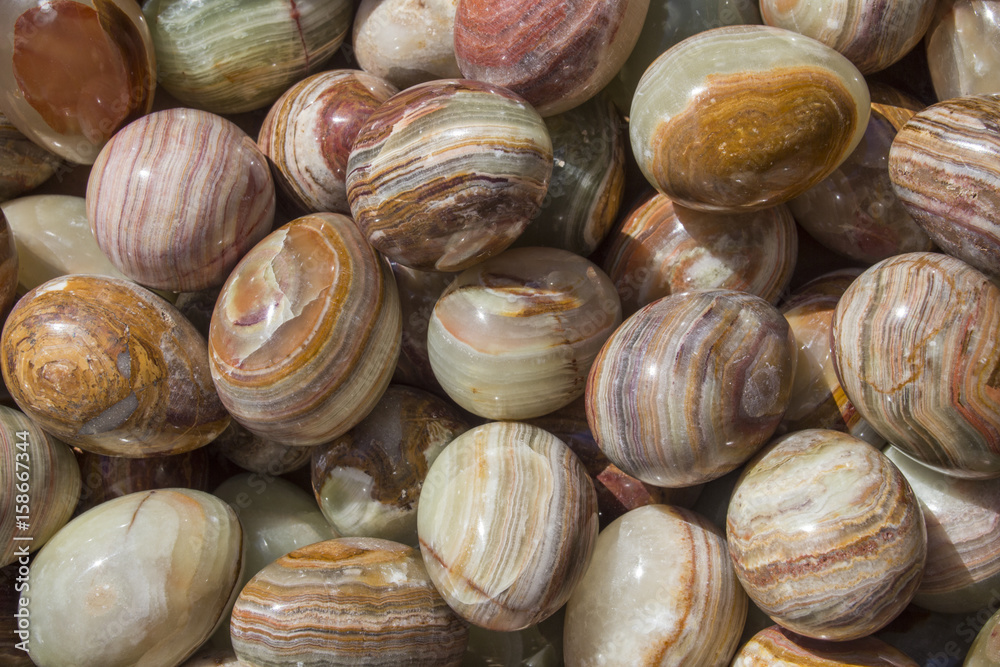 Polished stone eggs sold as souvenirs Polished stone eggs sold as souvenirs