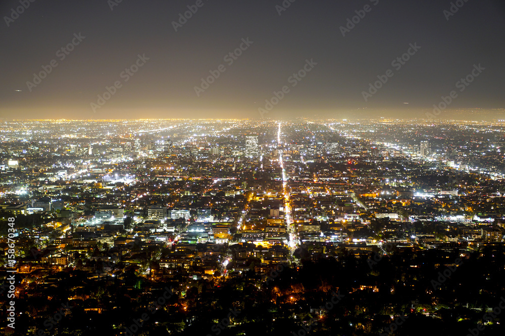 Wonderful Los Angeles by night - aerial view - LOS ANGELES - CALIFORNIA - APRIL 20, 2017 Wonderful Los Angeles by night - aerial view - LOS ANGELES - CALIFORNIA - APRIL 20, 2017