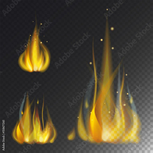 Fire flame hot burn vector icon warm danger and cooking yellow bonfire light blazing campfire.