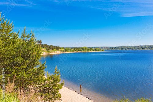 City Park "Berd spit" with a sandy coast. The confluence of the Ob and Berd