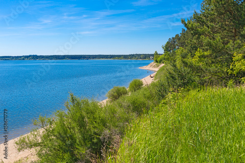 City Park on the river  Berd spit . The view from the coast on the river Berd