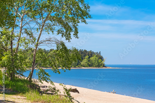 City Park  Berd spit  with a sandy coast. The confluence of the Ob and Berd