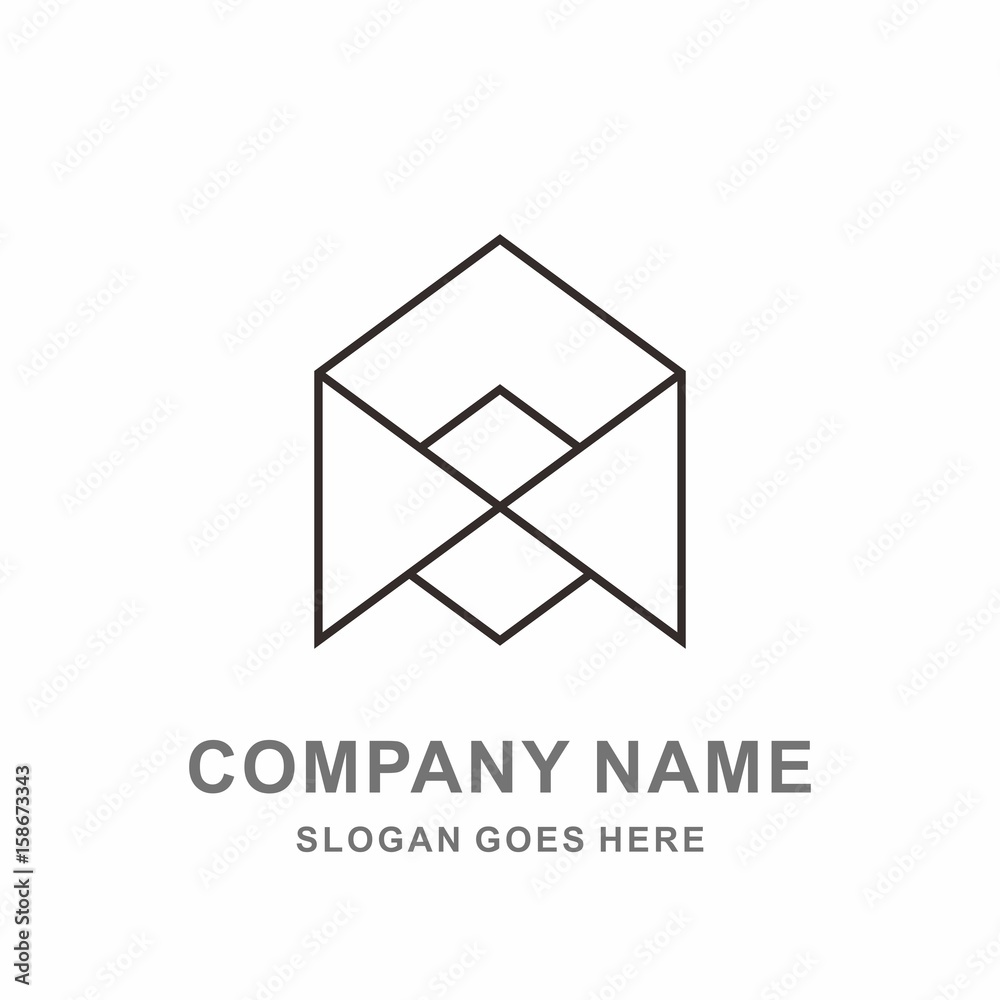 3D Geometric Triangle Square Box Arrow Architecture Interior Construction Business Company Stock Vector Logo Design Template 