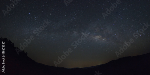 Panorama milkyway galaxy with stars and space dust in the universe