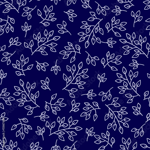 Seamless pattern leaves vector illustration nature design floral summer plant...