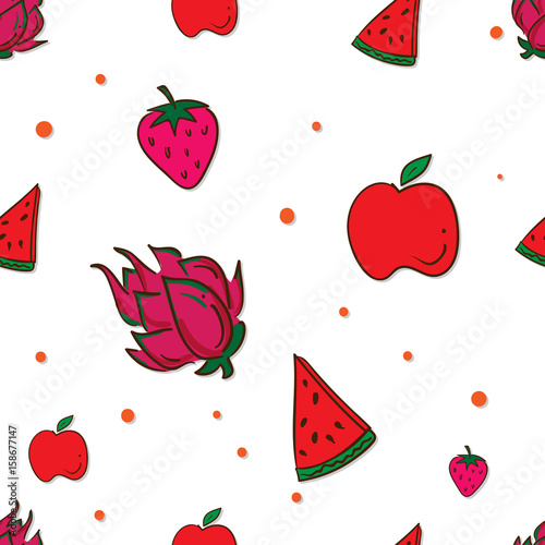 pattern fruit Strawberry dragon fruit apple watermelon