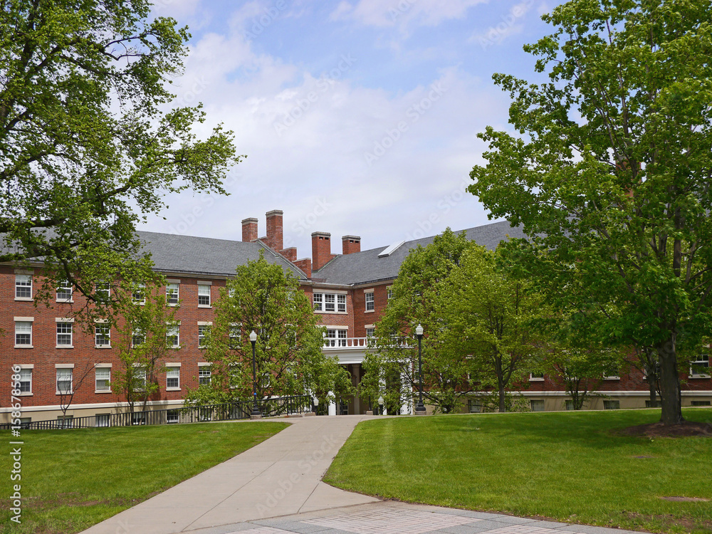 residence buildings on a shady college campus