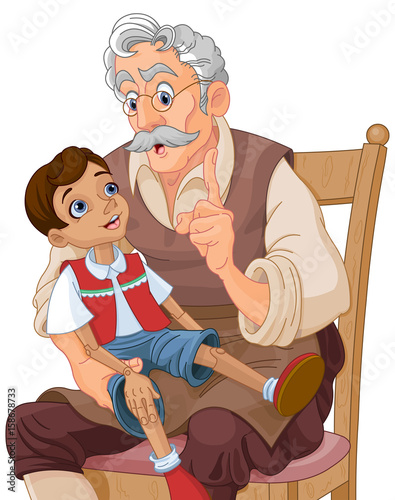 Fototapeta Mister Geppetto and Pinocchio