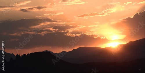 Sunset behind red mountains in Sedona, Arizona
