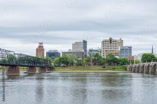 Harrisburg, Pennsylvania from city island across the susquehanna river