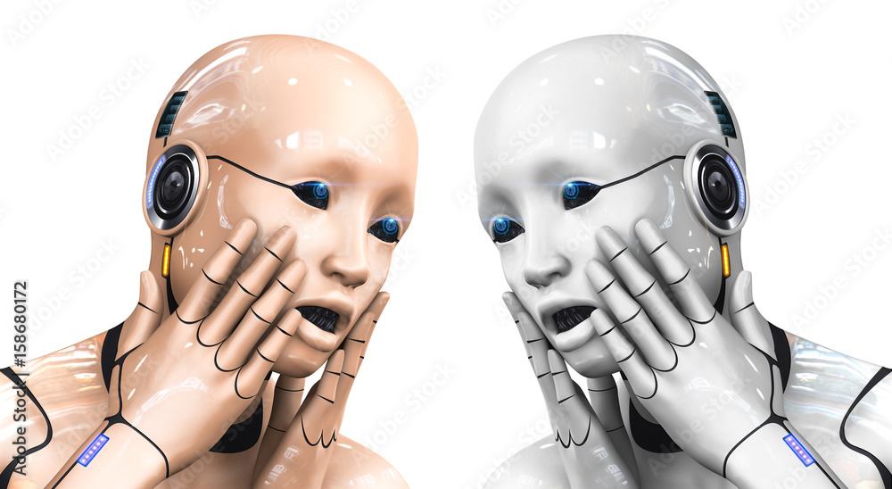 Φωτογραφία Portrait of a cyborg woman portraying bewilderment