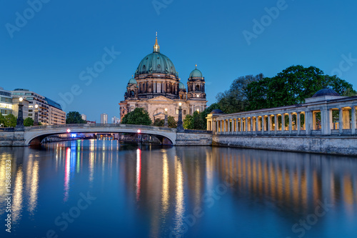 The Berlin Cathedral and the river Spree at dusk