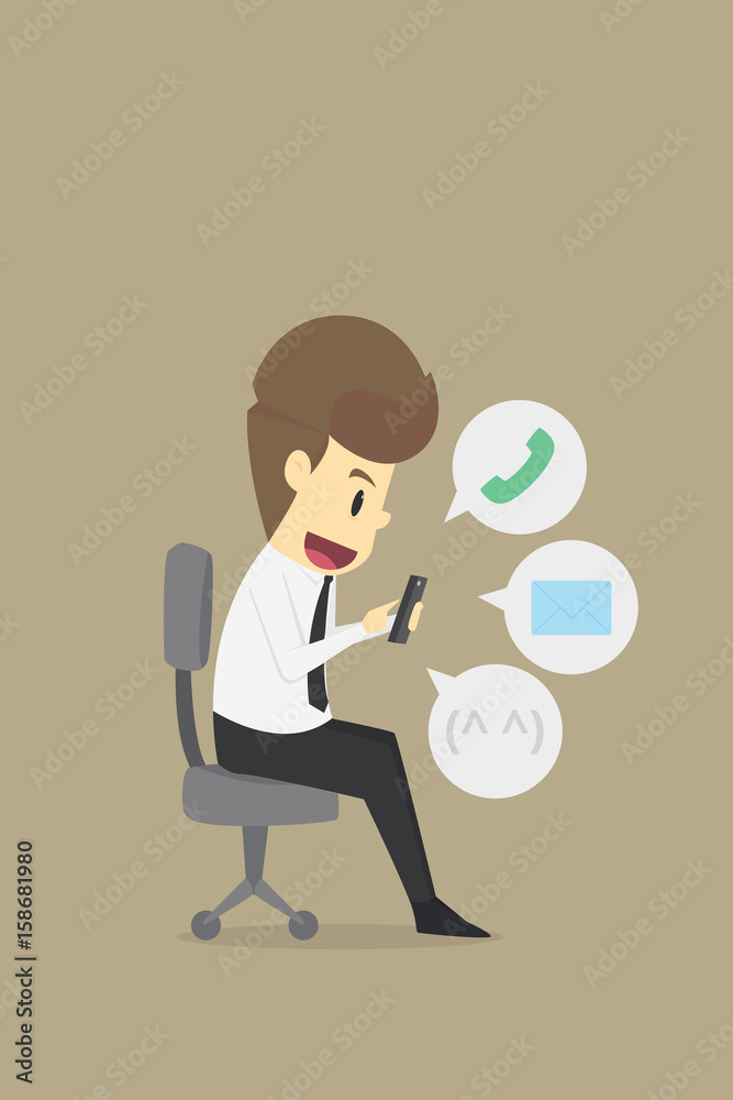Businessman using a smartphone to communicate Businessman using a smartphone to communicate