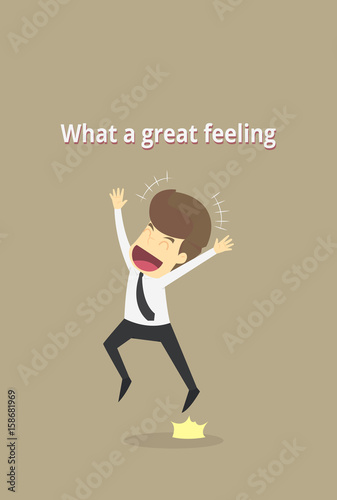 businessman jumping with happy