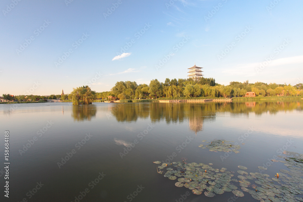 Changan tower of Xi'an World Park,Shaanxi Province,China Changan tower of Xi'an World Park,Shaanxi Province,China