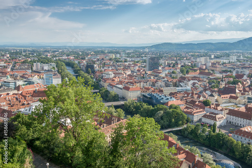 Beautiful panorama view of the old town in europe - Graz, Austria