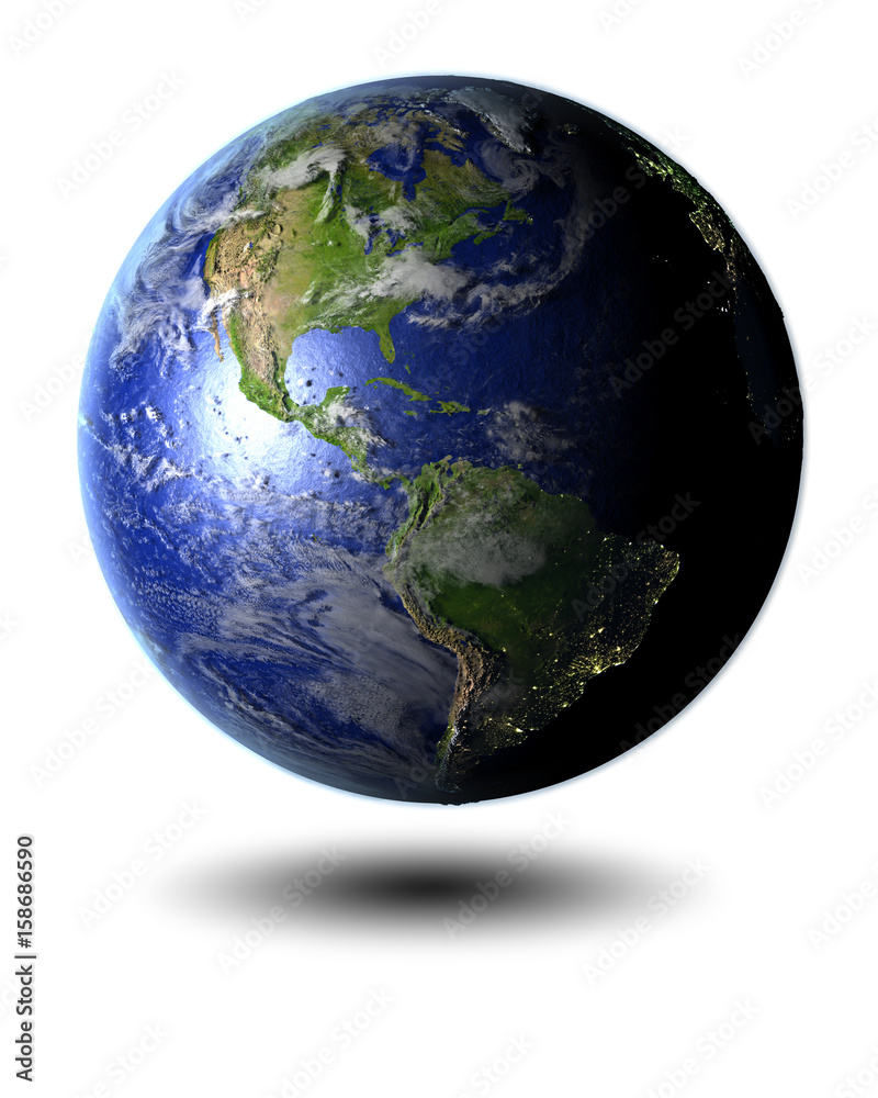 Fototapeta premium Americas on hovering globe