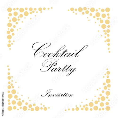 Cocktail party invitation. Vintage poster, vector background with bubbles champagne