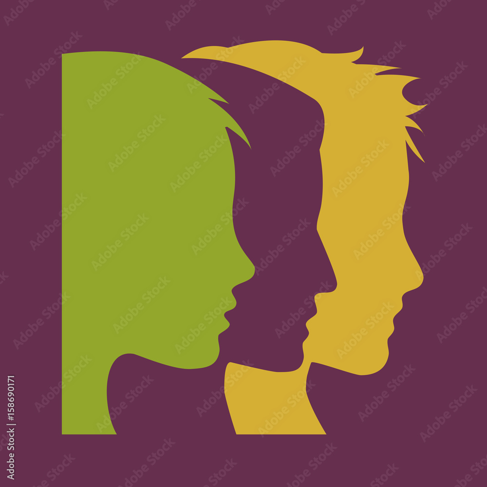 Vector abstract three heads, teamwork and friendship concept