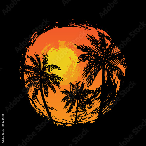 Tropical landscape with palm trees