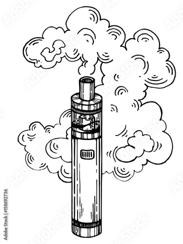 Electronic cigarette engraving style vector
