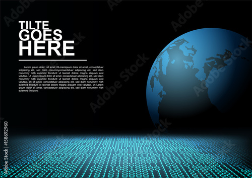 Digital code floor with globe and  dark background Vector techology illustration some Elements of this image furnished by NASA