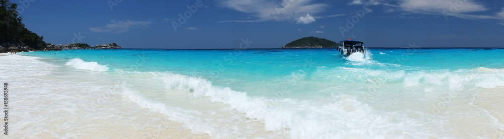 panorama blue sea and beach background - similan island, thailand