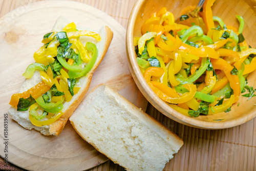salad with Basque pepper on white bread