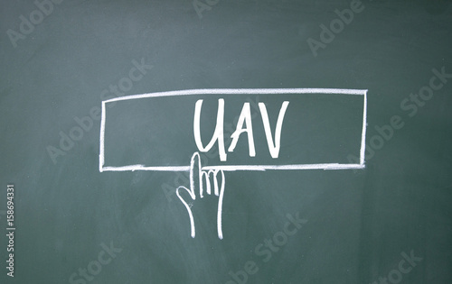 finger click unmanned aerial vehicle symbol on blackboard