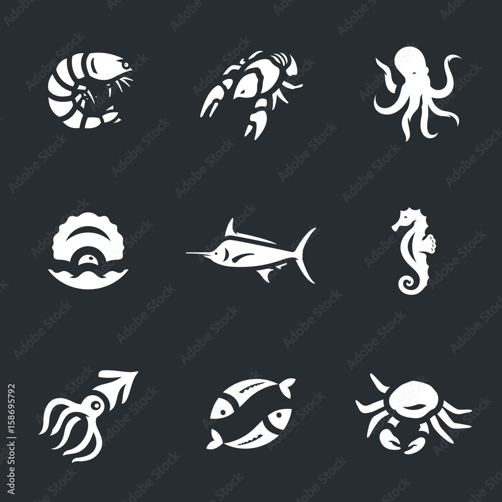 Vector Set of Marine life Icons. Vector Set of Marine life Icons.