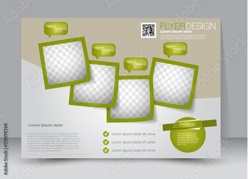 Flyer, brochure, billboard template design landscape orientation for education, presentation, website. Green color. Editable vector illustration.