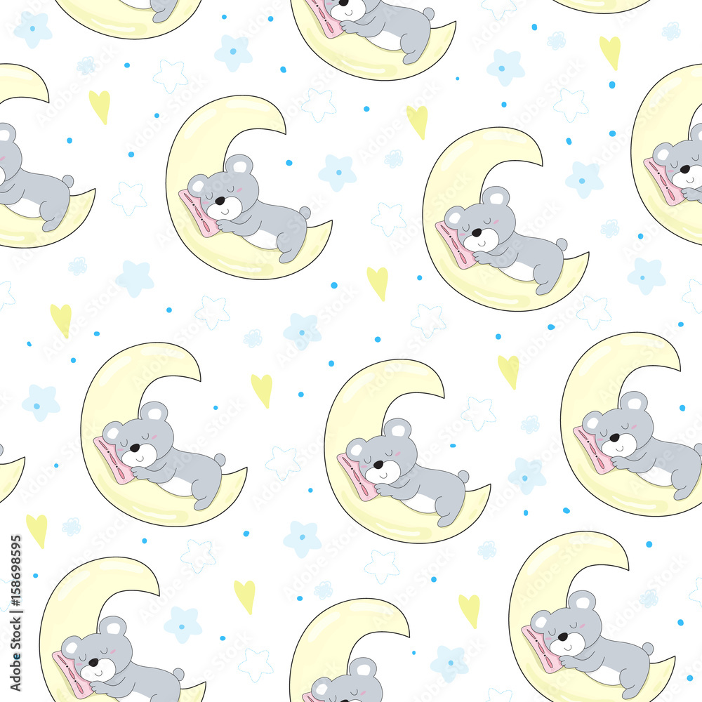 pattern with a bear and a moon pattern with a bear and a moon